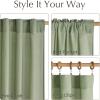 imageNICETOWN Kitchen Curtain Over Sink Window Set Farmhouse 24 Inch Length Small Bathroom Back Tab Pocket Linen Rustic Short Curtain Tier for Laundry Bay Window 55x24 Nautal Beige 1 PairSage Green