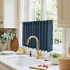 imageNICETOWN Kitchen Curtain Over Sink Window Set Farmhouse 24 Inch Length Small Bathroom Back Tab Pocket Linen Rustic Short Curtain Tier for Laundry Bay Window 55x24 Nautal Beige 1 PairNavy Blue