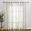 imageNICETOWN Kitchen Curtains 45 inch Length Grommet Short Curtains Semi Sheer Linen Drapes Privacy with Light Filtering for BedroomBasement Citrine W52 x L45 2 PanelsNatural