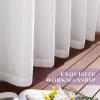 imageNICETOWN Kitchen Curtains 45 inch Length Grommet Short Curtains Semi Sheer Linen Drapes Privacy with Light Filtering for BedroomBasement Citrine W52 x L45 2 PanelsOff White