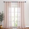 imageNICETOWN Kitchen Curtains 45 inch Length Grommet Short Curtains Semi Sheer Linen Drapes Privacy with Light Filtering for BedroomBasement Citrine W52 x L45 2 PanelsDusty Blush