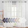 imageNICETOWN Kitchen Curtains 45 inch Length Grommet Short Curtains Semi Sheer Linen Drapes Privacy with Light Filtering for BedroomBasement Citrine W52 x L45 2 PanelsWhite