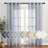 imageNICETOWN Kitchen Curtains 45 inch Length Grommet Short Curtains Semi Sheer Linen Drapes Privacy with Light Filtering for BedroomBasement Citrine W52 x L45 2 PanelsSea Mist