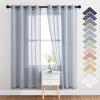 imageNICETOWN Kitchen Curtains 45 inch Length Grommet Short Curtains Semi Sheer Linen Drapes Privacy with Light Filtering for BedroomBasement Citrine W52 x L45 2 PanelsSea Mist