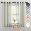 imageNICETOWN Kitchen Curtains 45 inch Length Grommet Short Curtains Semi Sheer Linen Drapes Privacy with Light Filtering for BedroomBasement Citrine W52 x L45 2 PanelsSage Green