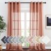 imageNICETOWN Kitchen Curtains 45 inch Length Grommet Short Curtains Semi Sheer Linen Drapes Privacy with Light Filtering for BedroomBasement Citrine W52 x L45 2 PanelsBurnt Orange