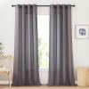 imageNICETOWN Kitchen Curtains 45 inch Length Grommet Short Curtains Semi Sheer Linen Drapes Privacy with Light Filtering for BedroomBasement Citrine W52 x L45 2 PanelsPurple Brown