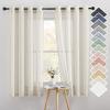 imageNICETOWN Kitchen Curtains 45 inch Length Grommet Short Curtains Semi Sheer Linen Drapes Privacy with Light Filtering for BedroomBasement Citrine W52 x L45 2 PanelsNatural