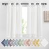 imageNICETOWN Kitchen Curtains 45 inch Length Grommet Short Curtains Semi Sheer Linen Drapes Privacy with Light Filtering for BedroomBasement Citrine W52 x L45 2 PanelsWhite