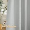 imageNICETOWN Kitchen Curtains 45 inch Length Grommet Short Curtains Semi Sheer Linen Drapes Privacy with Light Filtering for BedroomBasement Citrine W52 x L45 2 PanelsLinen Light Gray