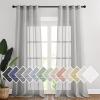 imageNICETOWN Kitchen Curtains 45 inch Length Grommet Short Curtains Semi Sheer Linen Drapes Privacy with Light Filtering for BedroomBasement Citrine W52 x L45 2 PanelsGrey