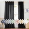 imageNICETOWN Kitchen Curtains 45 inch Length Grommet Short Curtains Semi Sheer Linen Drapes Privacy with Light Filtering for BedroomBasement Citrine W52 x L45 2 PanelsBlack