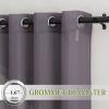 imageNICETOWN Kitchen Curtains 45 inch Length Grommet Short Curtains Semi Sheer Linen Drapes Privacy with Light Filtering for BedroomBasement Citrine W52 x L45 2 PanelsPurple Brown