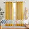 imageNICETOWN Kitchen Curtains 45 inch Length Grommet Short Curtains Semi Sheer Linen Drapes Privacy with Light Filtering for BedroomBasement Citrine W52 x L45 2 PanelsCitrine