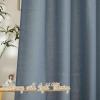 imageNICETOWN Kitchen Curtains 45 inch Length Grommet Short Curtains Semi Sheer Linen Drapes Privacy with Light Filtering for BedroomBasement Citrine W52 x L45 2 PanelsLinen Stone Blue