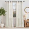 imageNICETOWN Kitchen Curtains 45 inch Length Grommet Short Curtains Semi Sheer Linen Drapes Privacy with Light Filtering for BedroomBasement Citrine W52 x L45 2 PanelsLinen