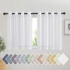 imageNICETOWN Kitchen Curtains 45 inch Length Grommet Short Curtains Semi Sheer Linen Drapes Privacy with Light Filtering for BedroomBasement Citrine W52 x L45 2 PanelsWhite