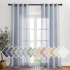 imageNICETOWN Kitchen Curtains 45 inch Length Grommet Short Curtains Semi Sheer Linen Drapes Privacy with Light Filtering for BedroomBasement Citrine W52 x L45 2 PanelsSea Mist