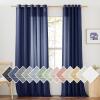 imageNICETOWN Kitchen Curtains 45 inch Length Grommet Short Curtains Semi Sheer Linen Drapes Privacy with Light Filtering for BedroomBasement Citrine W52 x L45 2 PanelsDark Blue