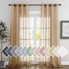 imageNICETOWN Kitchen Curtains 45 inch Length Grommet Short Curtains Semi Sheer Linen Drapes Privacy with Light Filtering for BedroomBasement Citrine W52 x L45 2 PanelsCamel