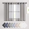 imageNICETOWN Kitchen Curtains 45 inch Length Grommet Short Curtains Semi Sheer Linen Drapes Privacy with Light Filtering for BedroomBasement Citrine W52 x L45 2 PanelsCharcoal Grey