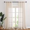 imageNICETOWN Kitchen Curtains 45 inch Length Grommet Short Curtains Semi Sheer Linen Drapes Privacy with Light Filtering for BedroomBasement Citrine W52 x L45 2 PanelsBeige