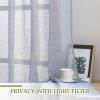 imageNICETOWN Kitchen Curtains 45 inch Length Grommet Short Curtains Semi Sheer Linen Drapes Privacy with Light Filtering for BedroomBasement Citrine W52 x L45 2 PanelsSea Mist