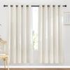 imageNICETOWN Kitchen Curtains 45 inch Length Grommet Short Curtains Semi Sheer Linen Drapes Privacy with Light Filtering for BedroomBasement Citrine W52 x L45 2 PanelsLinen