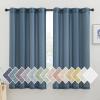 imageNICETOWN Kitchen Curtains 45 inch Length Grommet Short Curtains Semi Sheer Linen Drapes Privacy with Light Filtering for BedroomBasement Citrine W52 x L45 2 PanelsStone Blue