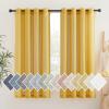 imageNICETOWN Kitchen Curtains 45 inch Length Grommet Short Curtains Semi Sheer Linen Drapes Privacy with Light Filtering for BedroomBasement Citrine W52 x L45 2 PanelsCitrine