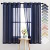 imageNICETOWN Kitchen Curtains 45 inch Length Grommet Short Curtains Semi Sheer Linen Drapes Privacy with Light Filtering for BedroomBasement Citrine W52 x L45 2 PanelsDark Blue