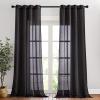 imageNICETOWN Kitchen Curtains 45 inch Length Grommet Short Curtains Semi Sheer Linen Drapes Privacy with Light Filtering for BedroomBasement Citrine W52 x L45 2 PanelsBlack