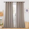 imageNICETOWN Kitchen Curtains 45 inch Length Grommet Short Curtains Semi Sheer Linen Drapes Privacy with Light Filtering for BedroomBasement Citrine W52 x L45 2 PanelsBurlap