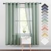 imageNICETOWN Kitchen Curtains 45 inch Length Grommet Short Curtains Semi Sheer Linen Drapes Privacy with Light Filtering for BedroomBasement Citrine W52 x L45 2 PanelsOlive Green