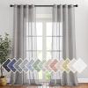imageNICETOWN Kitchen Curtains 45 inch Length Grommet Short Curtains Semi Sheer Linen Drapes Privacy with Light Filtering for BedroomBasement Citrine W52 x L45 2 PanelsCharcoal Grey