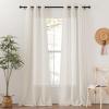 imageNICETOWN Kitchen Curtains 45 inch Length Grommet Short Curtains Semi Sheer Linen Drapes Privacy with Light Filtering for BedroomBasement Citrine W52 x L45 2 PanelsNatural