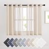 imageNICETOWN Kitchen Curtains 45 inch Length Grommet Short Curtains Semi Sheer Linen Drapes Privacy with Light Filtering for BedroomBasement Citrine W52 x L45 2 PanelsBeige