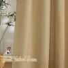 imageNICETOWN Kitchen Curtains 45 inch Length Grommet Short Curtains Semi Sheer Linen Drapes Privacy with Light Filtering for BedroomBasement Citrine W52 x L45 2 PanelsLinen Brown