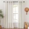 imageNICETOWN Kitchen Curtains 45 inch Length Grommet Short Curtains Semi Sheer Linen Drapes Privacy with Light Filtering for BedroomBasement Citrine W52 x L45 2 PanelsNatural