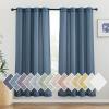 imageNICETOWN Kitchen Curtains 45 inch Length Grommet Short Curtains Semi Sheer Linen Drapes Privacy with Light Filtering for BedroomBasement Citrine W52 x L45 2 PanelsStone Blue