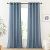 imageNICETOWN Kitchen Curtains 45 inch Length Grommet Short Curtains Semi Sheer Linen Drapes Privacy with Light Filtering for BedroomBasement Citrine W52 x L45 2 PanelsStone Blue