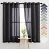 imageNICETOWN Kitchen Curtains 45 inch Length Grommet Short Curtains Semi Sheer Linen Drapes Privacy with Light Filtering for BedroomBasement Citrine W52 x L45 2 PanelsBlack