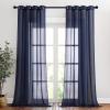 imageNICETOWN Kitchen Curtains 45 inch Length Grommet Short Curtains Semi Sheer Linen Drapes Privacy with Light Filtering for BedroomBasement Citrine W52 x L45 2 PanelsDark Blue