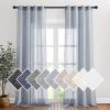 imageNICETOWN Kitchen Curtains 45 inch Length Grommet Short Curtains Semi Sheer Linen Drapes Privacy with Light Filtering for BedroomBasement Citrine W52 x L45 2 PanelsSea Mist