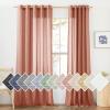 imageNICETOWN Kitchen Curtains 45 inch Length Grommet Short Curtains Semi Sheer Linen Drapes Privacy with Light Filtering for BedroomBasement Citrine W52 x L45 2 PanelsBurnt Orange