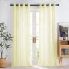 imageNICETOWN Kitchen Curtains 45 inch Length Grommet Short Curtains Semi Sheer Linen Drapes Privacy with Light Filtering for BedroomBasement Citrine W52 x L45 2 PanelsYellow
