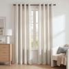 imageNICETOWN Kitchen Curtains 45 inch Length Grommet Short Curtains Semi Sheer Linen Drapes Privacy with Light Filtering for BedroomBasement Citrine W52 x L45 2 PanelsNatural