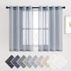 imageNICETOWN Kitchen Curtains 45 inch Length Grommet Short Curtains Semi Sheer Linen Drapes Privacy with Light Filtering for BedroomBasement Citrine W52 x L45 2 PanelsSea Mist