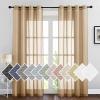 imageNICETOWN Kitchen Curtains 45 inch Length Grommet Short Curtains Semi Sheer Linen Drapes Privacy with Light Filtering for BedroomBasement Citrine W52 x L45 2 PanelsCamel