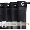 imageNICETOWN Kitchen Curtains 45 inch Length Grommet Short Curtains Semi Sheer Linen Drapes Privacy with Light Filtering for BedroomBasement Citrine W52 x L45 2 PanelsBlack